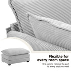 Corduroy Sectional Sofa with Removable Ottomans & Ultra-soft Cushions for Living Room & Bedroom