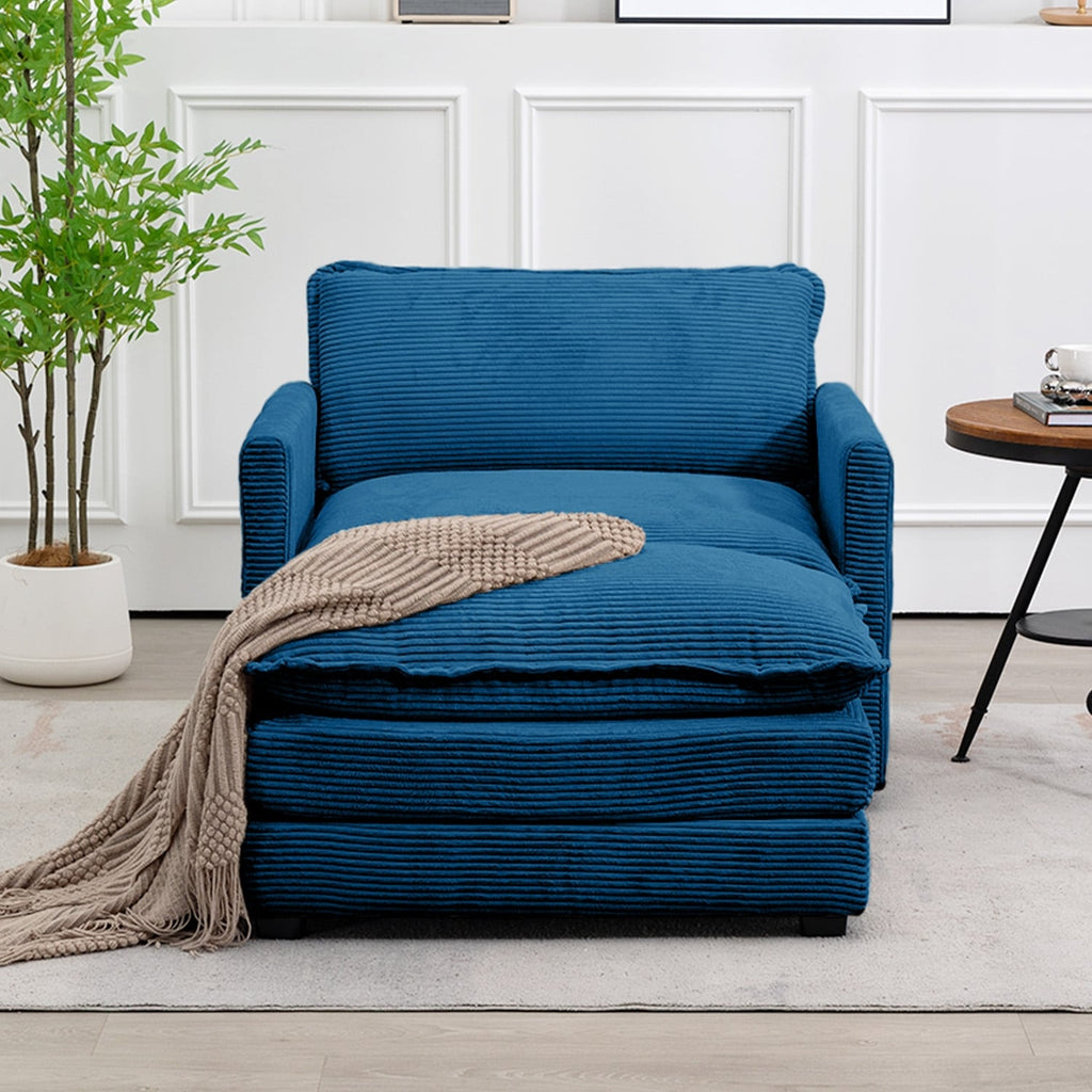 Corduroy Sectional Sofa with Removable Ottomans & Ultra-soft Cushions for Living Room & Bedroom