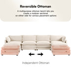 Corduroy Sectional Sofa with Removable Ottomans & Ultra-soft Cushions for Living Room & Bedroom