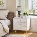 White Nightstands Bedside Table End Table Gold Metal Legs1 Pcs