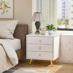 White Nightstands Bedside Table End Table Gold Metal Legs1 Pcs