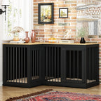 Large Corner Dog Crate Furniture for 2 Dogs, L Shape Dog Crate Cage - 58.7X41.1
