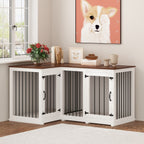 Large Corner Dog Crate Furniture for 2 Dogs, L Shape Dog Crate Cage - 58.7X41.1