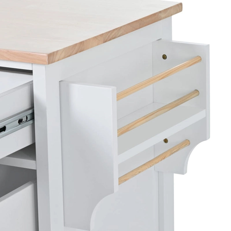 53 in. W Kitchen Island with Countertop and Drawers - N/A