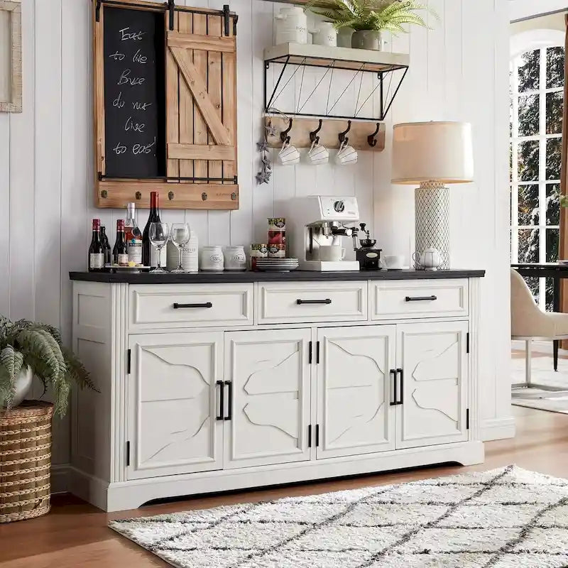 Farmhouse Buffet Sideboard Cabinet,Coffee Bar Wine Bar for Dining Room - N/A