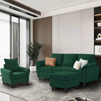 3-Piece Living Room Sectional Sofa Set with Chair and Ottoman