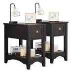 Gymax Set of 2 Contemporary Side End Table Compact Table w/ Drawer - 13  X 22  X 23  (L X W X H)