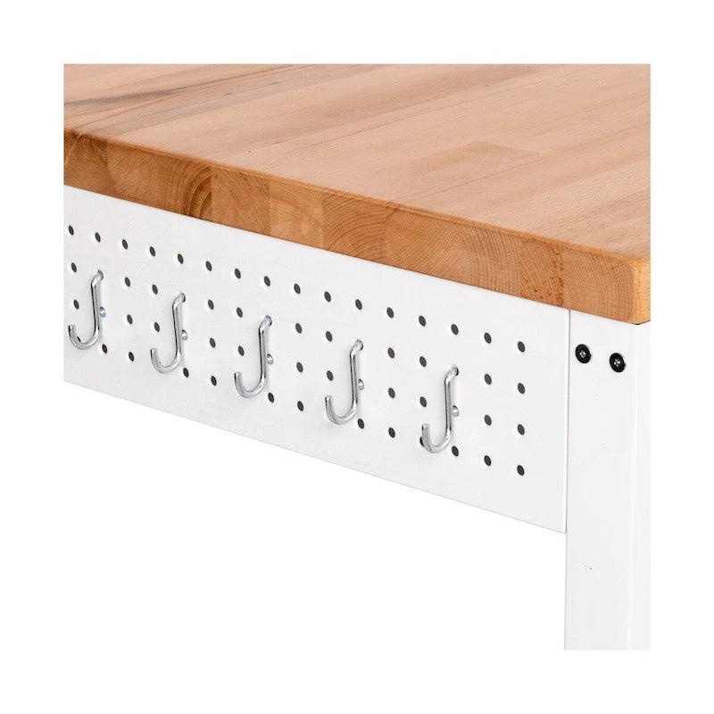 HOME Work Center Island Table with Solid Wood Top, 48 W x 24 D x 36 H, White