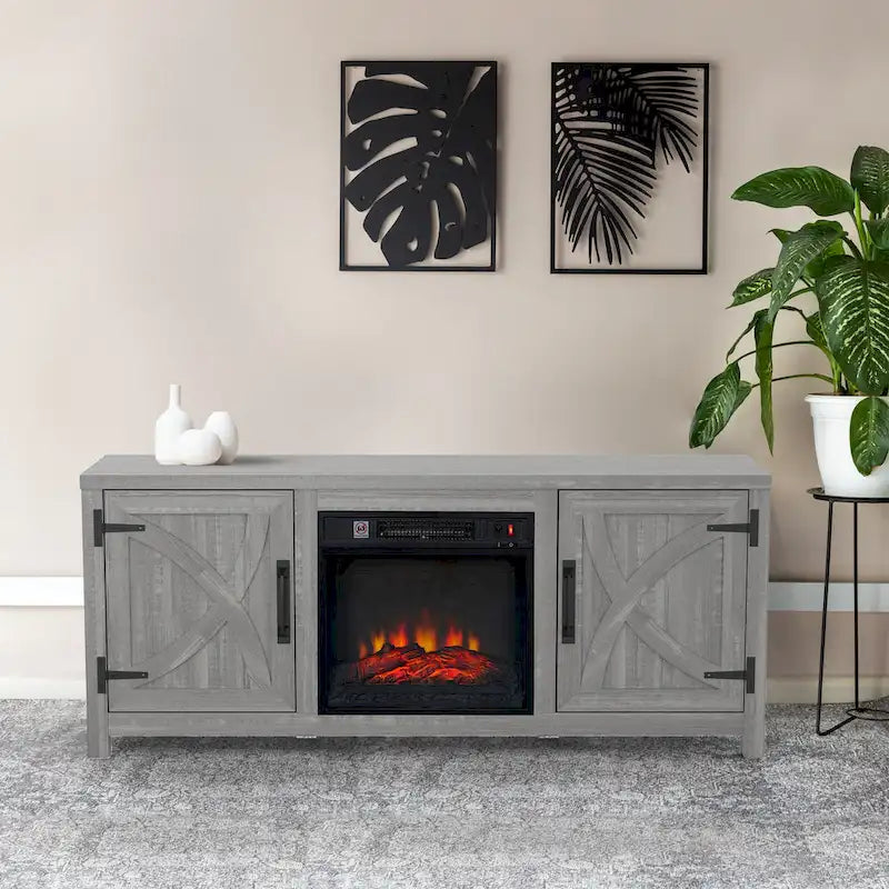 58 Farmhouse Electric Fireplace TV Stands Console Table for TV's up to 65