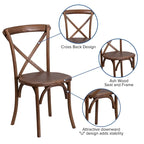 8' x 40 Rustic Folding Farm Table Set with 10 Cross Back Chairs and Cushions