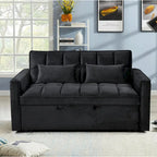 Modern Velvet Futon Loveseat with Reclining Backrest & Pockets, Seats 2 â€?Dark Gray / Light Gray / Blue / Black