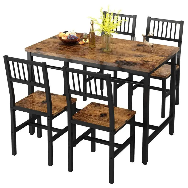 4 - Person Dining Set, 5 Piece Dining Room Table Set with Metal Frame for Breakfast, Dining, Kitchen