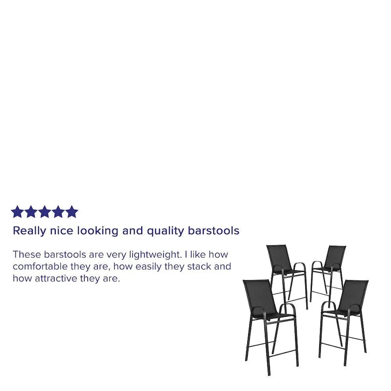 4 Pack Outdoor Barstools with Flex Comfort Material - Patio Stool