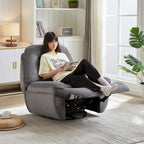 Corduroy Swivel Glider Recliner, Footrest for Living Room