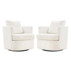 Modern Chenille Upholstered Swivel Accent Barrel Chair Set Modern Swivel Armchair for Living Room