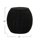 Household Essentials Handwoven Barrel Wicker Storage Basket Side Table - 17.0L x 17.0W x 19.0H
