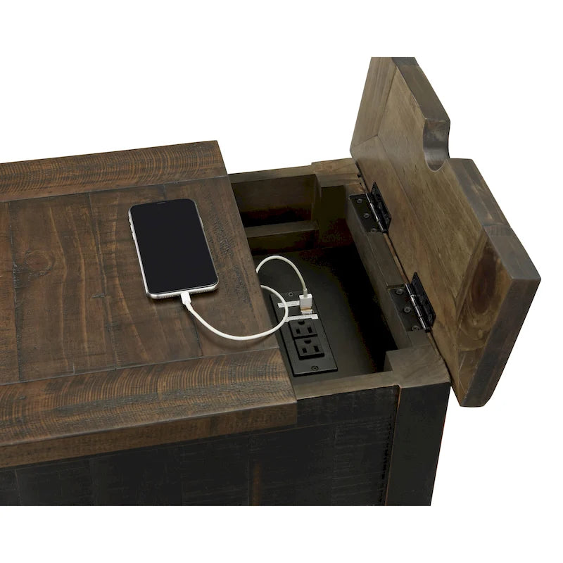 Monterey Solid Wood Chairside End Table with Hidden Power Outlets