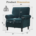 Modern Upholstered Armchair Nailhead Trim Accent Chair with Wood Legs