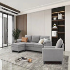3-Piece Living Room Sectional Sofa Set with Chair and Ottoman