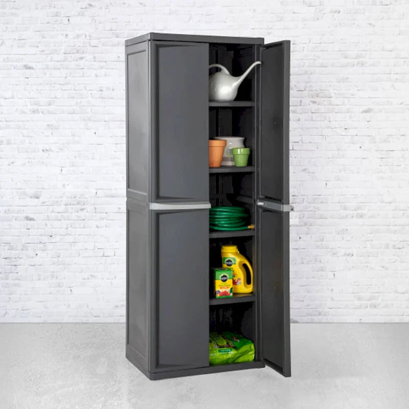 Sterilite 2 Pack Adjustable 4-Shelf Garage Storage Cabinet Bin Organizer, Gray - 2 Pack