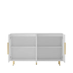 Buffet Cabinet with Fluted Decorative Doors, Wood Sideboard Cabinet with Metal Handles, Storage Cabinet with Adjustable Shelves