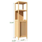 52 Tall Wood 1-door Bathroom Cabinet in Natural with Open Shelf