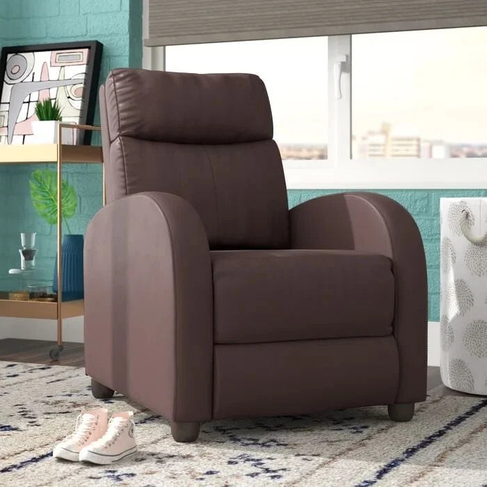 PU Leather Push-Back Recliner Chair, Brown / Black / Grey / Khaki / Red / Beige, Single