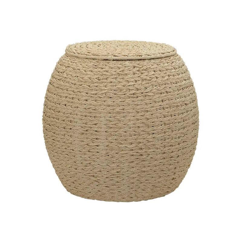 Household Essentials Handwoven Barrel Wicker Storage Basket Side Table - 17.0L x 17.0W x 19.0H