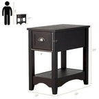 Gymax Set of 2 Contemporary Side End Table Compact Table w/ Drawer - 13  X 22  X 23  (L X W X H)