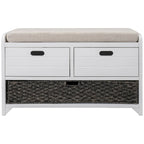 Wood Storage Bench with 2 Woven Baskets by Harper&Bright Designs