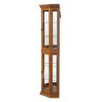 Corner Curio Cabinet with Lights, Adjustable Tempered Glass Shelves, Mirrored Back, Display Cabinet