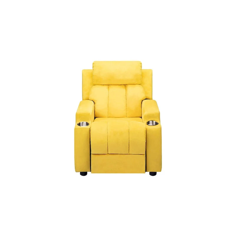 Deluxe Kids Recliner Chair with Footrest Headrest and 2 Cup Holders Microfiber Kids Recliner for Age 3+ Years