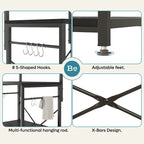60 Inch Kitchen Baker's Rack with Hutch 8 Side Hooks