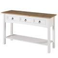 Rustic Solid Pine Console Hall Table, White Wash / Antique Brown / Gray Wash / Unpainted, 3 Drawers