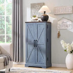 47 Farmhouse Kitchen Pantry, Storage Cabinet with Barn Doors - N/A