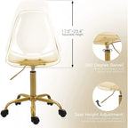 Acrylic Swivel adjustable height Armless Home office Rolling Chair