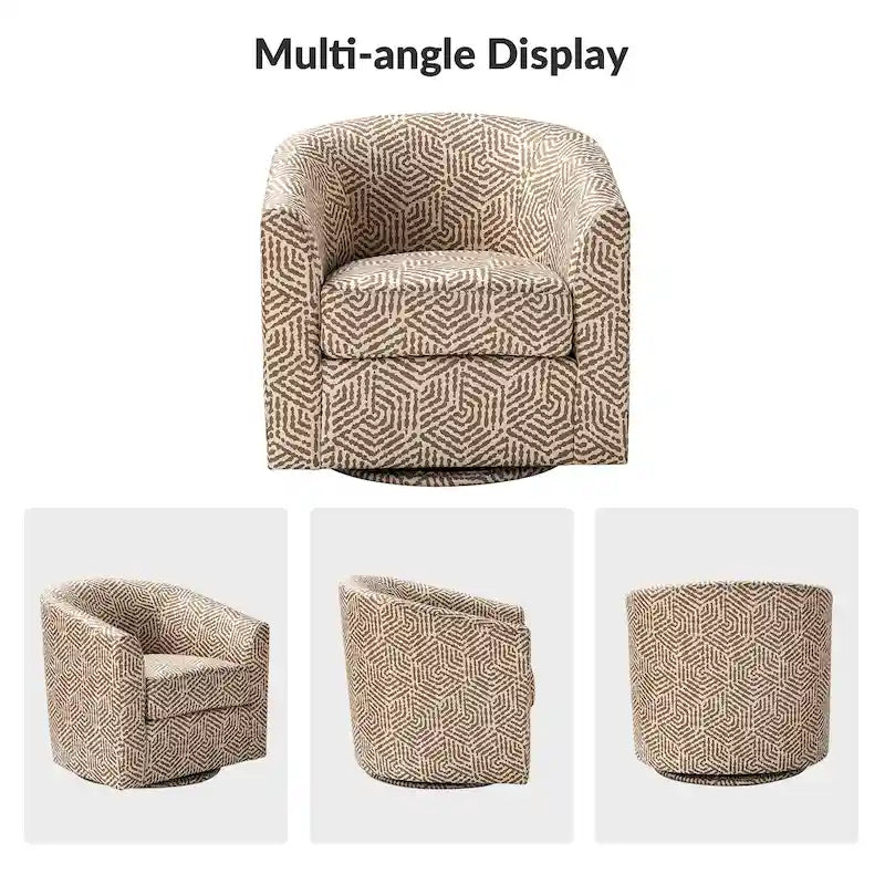 Cuenca Modern Upholstered Barrel Chair with Swivel Base