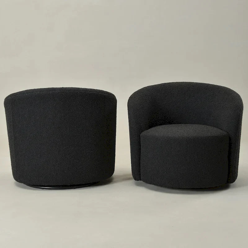 KINWELL 34 Wide Upholstered Swivel Accent Barrel Chair (Set of 2)