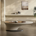Light Luxury Modern Minimalist Oval Glass Tabletop Coffee Table Gray Base 51 in. - L 51.18'W 25.59'H 14.37'