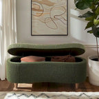 INK+IVY Bailey Taupe Boucle Flip Top Storage Bench