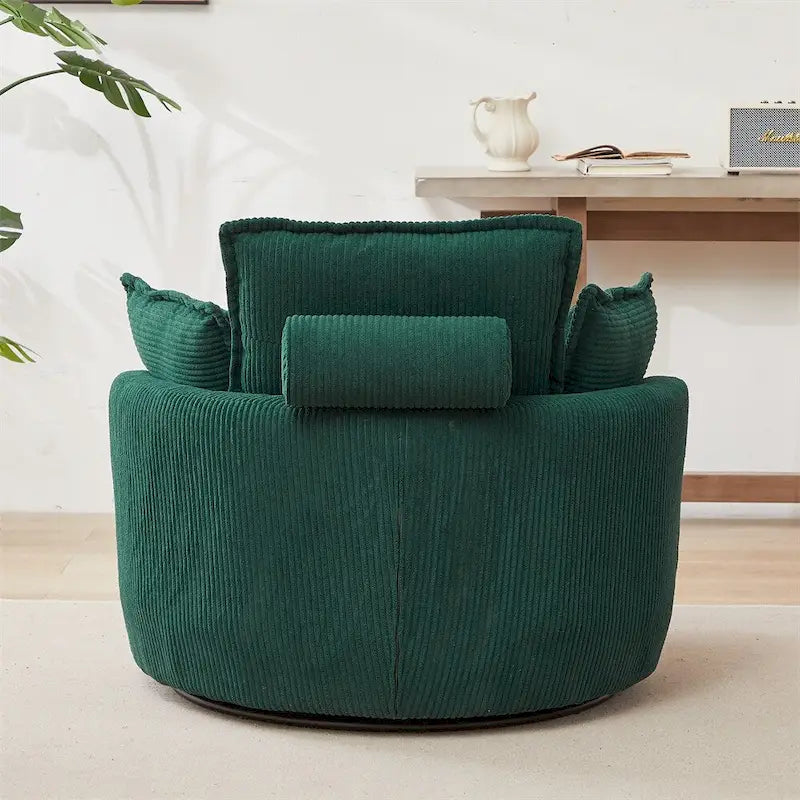Oversized Swivel Chair with Moon Storage Ottoman with 4 Pillows