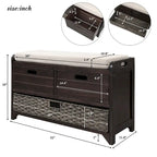 Wood Storage Bench with 2 Woven Baskets by Harper&Bright Designs