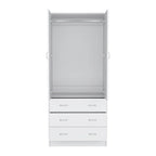 19  Modern Double-door Armoire with 3 Drawers and 1 Hanging Rod for Bedroom