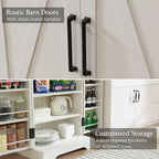 47 Farmhouse Kitchen Pantry, Storage Cabinet with Barn Doors - N/A