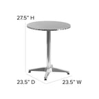 27.5  Round Aluminum Smooth Top Indoor-Outdoor Table with Base