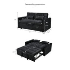Modern Velvet Futon Loveseat with Reclining Backrest & Pockets, Seats 2 â€?Dark Gray / Light Gray / Blue / Black