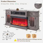 Farmhouse Electric Fireplace TV Stands up to 80, Entertainment Center